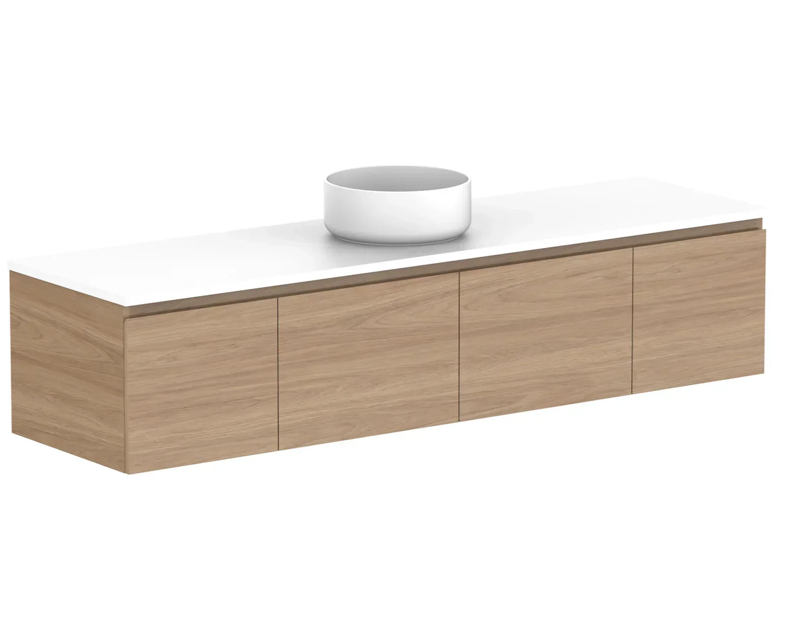 ADP Glacier Door and Drawer Slim Wall Hung Vanity - 1800mm / Stone Benchtop / Centre Bowl