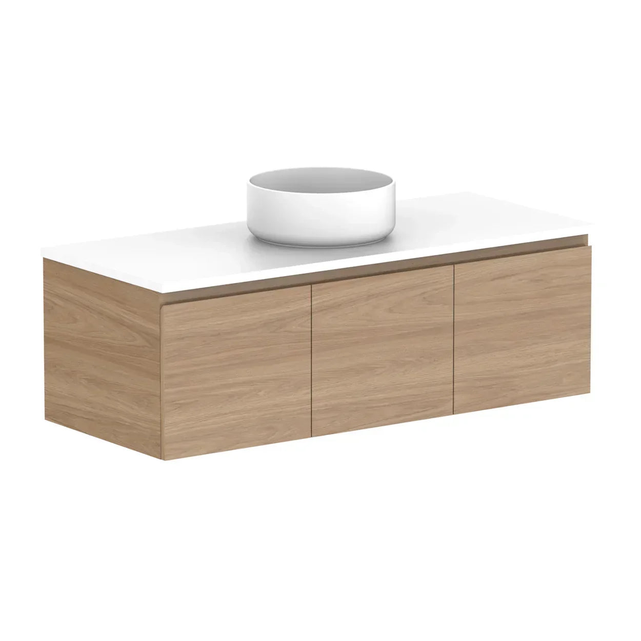 ADP Glacier Door and Drawer Slim Wall Hung Vanity - 1200mm / Stone Benchtop / Centre Bowl