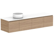 ADP Glacier Door and Drawer Slim Wall Hung Vanity - 1800mm / Stone Benchtop / Left Hand Bowl