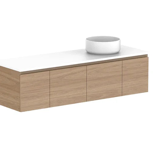 ADP Glacier Benchtop Slim Wall Hung Vanity Door & Drawer - Ideal Bathroom CentreGLLFCS1500WHRCP1500mmRight Hand BasinLite Fresh White Interior