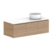 ADP Glacier Door and Drawer Slim Wall Hung Vanity - 1200mm / Stone Benchtop / Right Hand Bowl