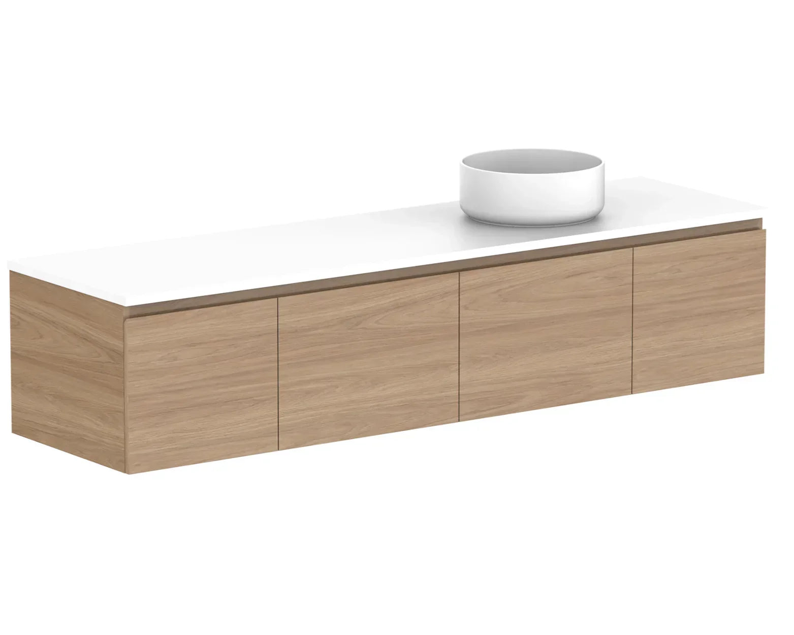 ADP Glacier Door and Drawer Slim Wall Hung Vanity - 1800mm / Stone Benchtop / Right Hand Bowl