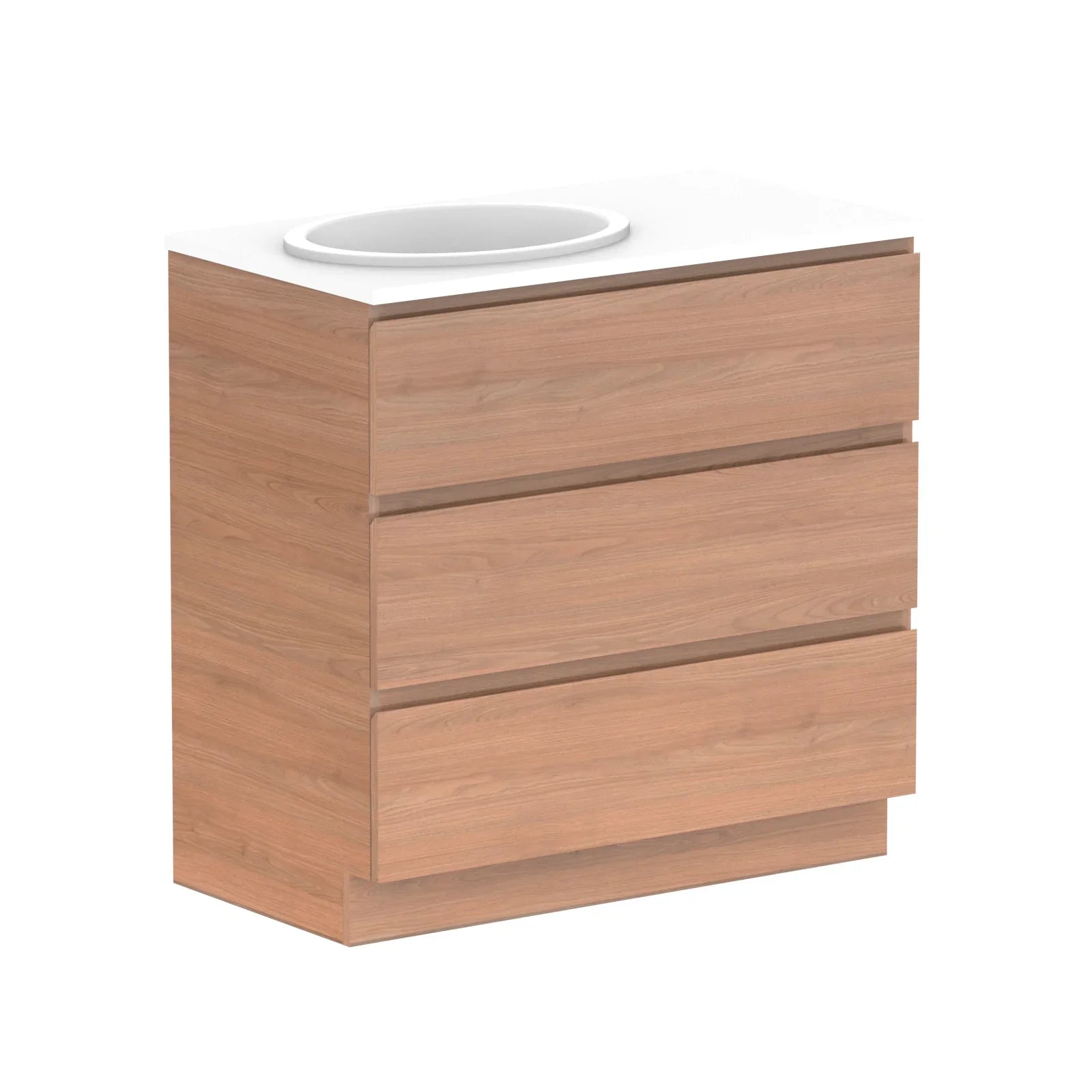 ADP Glacier Benchtop Trio Freestanding Vanity All Drawer - Ideal Bathroom CentreGLLFAW0900WKLCP900mmLeft Hand BasinLite Fresh White Interior