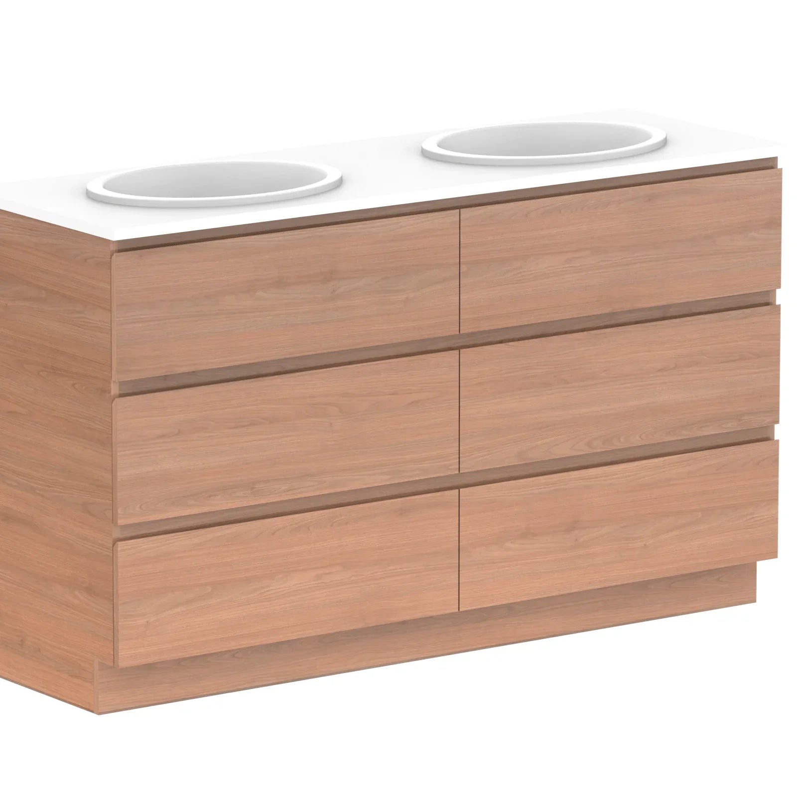 ADP Glacier Benchtop Trio Freestanding Vanity All Drawer - Ideal Bathroom CentreGLLFAW1500WKDCP1500mmDouble Bowl BasinLite Fresh White Interior