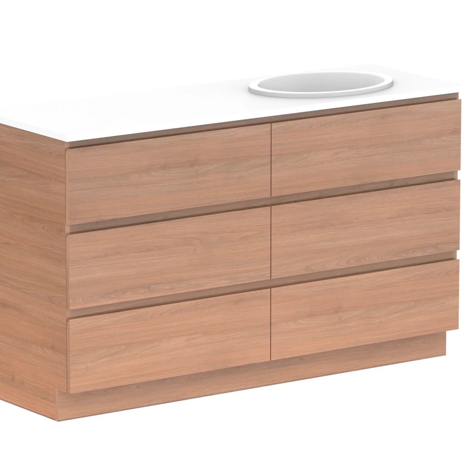 ADP Glacier Benchtop Trio Freestanding Vanity All Drawer - Ideal Bathroom CentreGLLFAW1500WKRCP1500mmRight Hand BasinLite Fresh White Interior