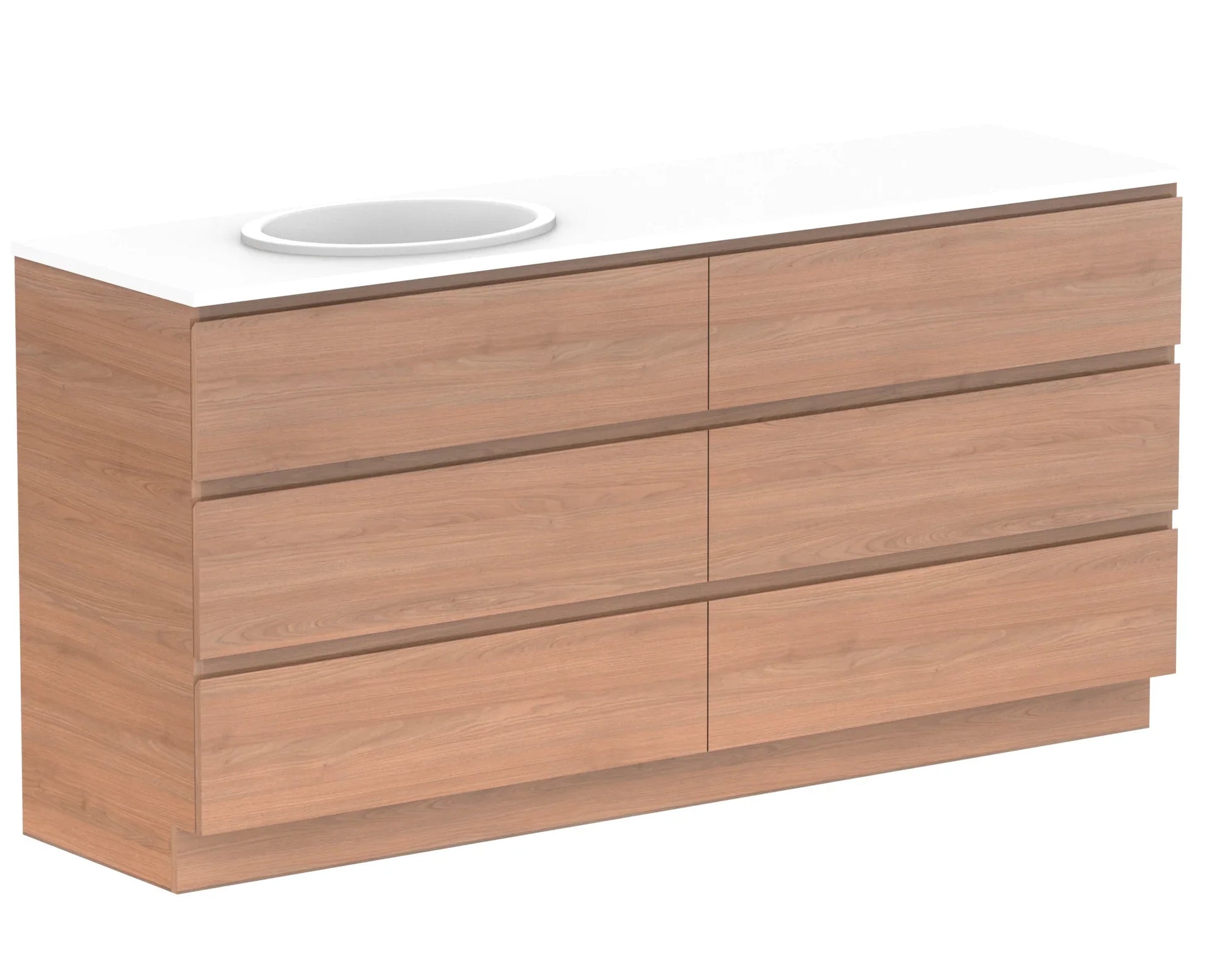 ADP Glacier Benchtop Trio Freestanding Vanity All Drawer - Ideal Bathroom CentreGLLFAW1800WKLCP1800mmLeft Hand BasinLite Fresh White Interior