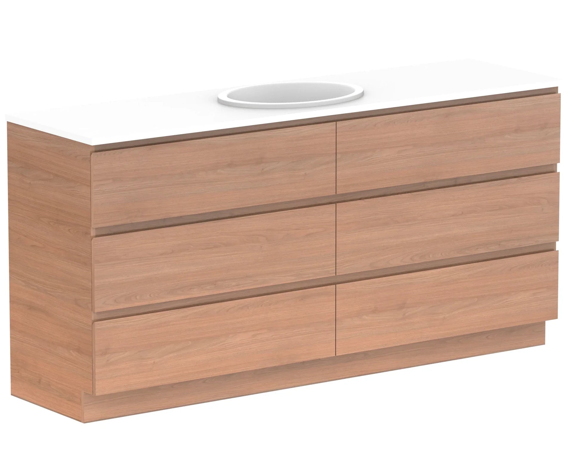 ADP Glacier Benchtop Trio Freestanding Vanity All Drawer - Ideal Bathroom CentreGLLFAW1800WKCCP1800mmCentre BasinLite Fresh White Interior