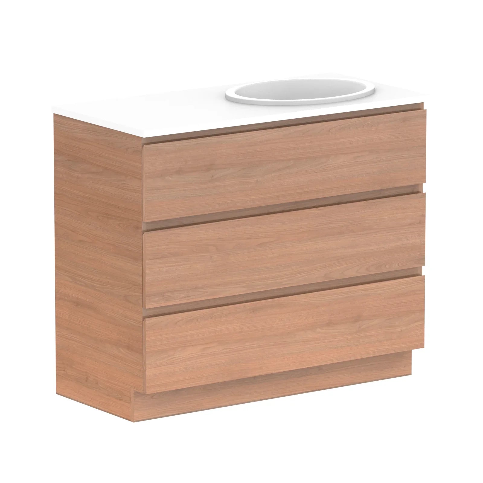 ADP Glacier Benchtop Trio Freestanding Vanity All Drawer - Ideal Bathroom CentreGLLFAW1050WKRCP1050mmRight Hand BasinLite Fresh White Interior