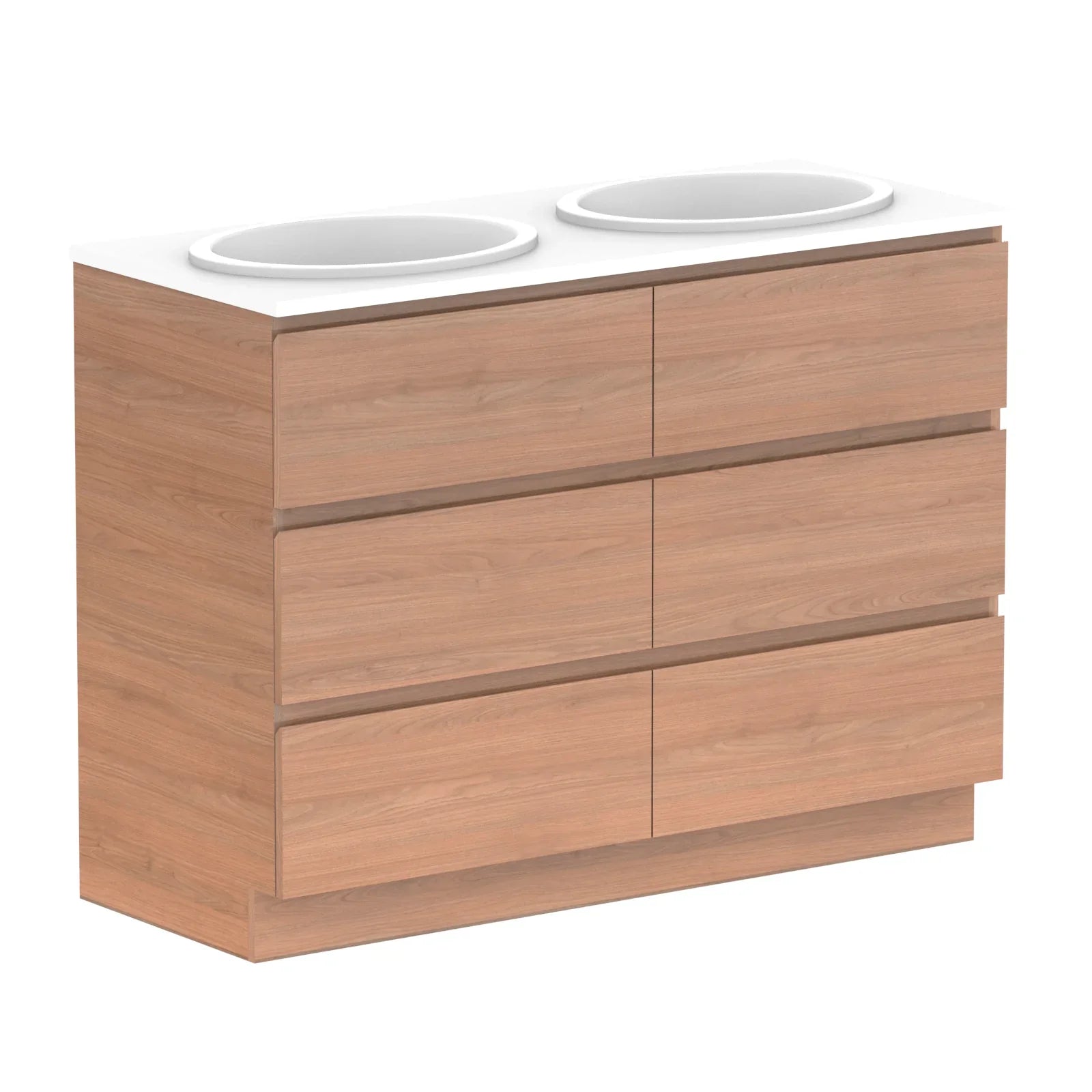 ADP Glacier Benchtop Trio Freestanding Vanity All Drawer - Ideal Bathroom CentreGLLFAW1200WKDCP1200mmDouble Bowl BasinLite Fresh White Interior