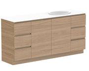 ADP Glacier Door and Drawer Trio Freestanding Vanity - 1800mm / Stone Benchtop / Right Hand Bowl