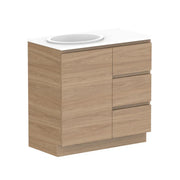 ADP Glacier Door and Drawer Trio Freestanding Vanity - 900mm / Stone Benchtop / Left Hand Bowl