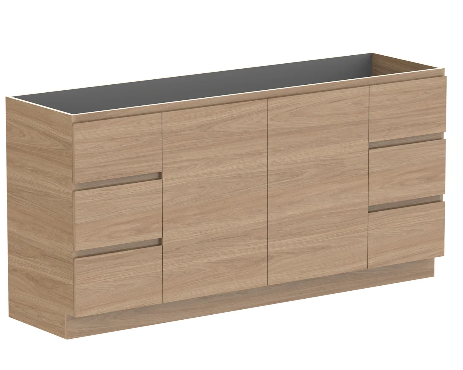 ADP Glacier Benchtop Trio Freestanding Vanity Door & Drawer - Ideal Bathroom CentreGLLFCW1800WKSNT1800mmCabinet OnlyLite Fresh White Interior