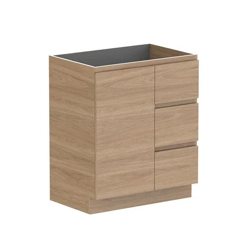 ADP Glacier Door and Drawer Trio Freestanding Vanity - 750mm / No Top / Left Hand Bowl