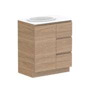 ADP Glacier Door and Drawer Trio Freestanding Vanity - 750mm / Stone Benchtop / Left Hand Bowl