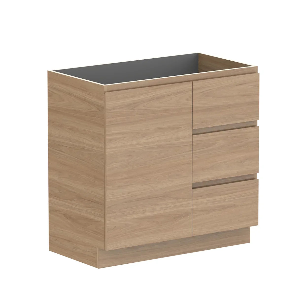 ADP Glacier Door and Drawer Trio Freestanding Vanity - 900mm / No Top / Left Hand Bowl