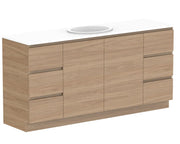 ADP Glacier Door and Drawer Trio Freestanding Vanity - 1800mm / Stone Benchtop / Centre Bowl