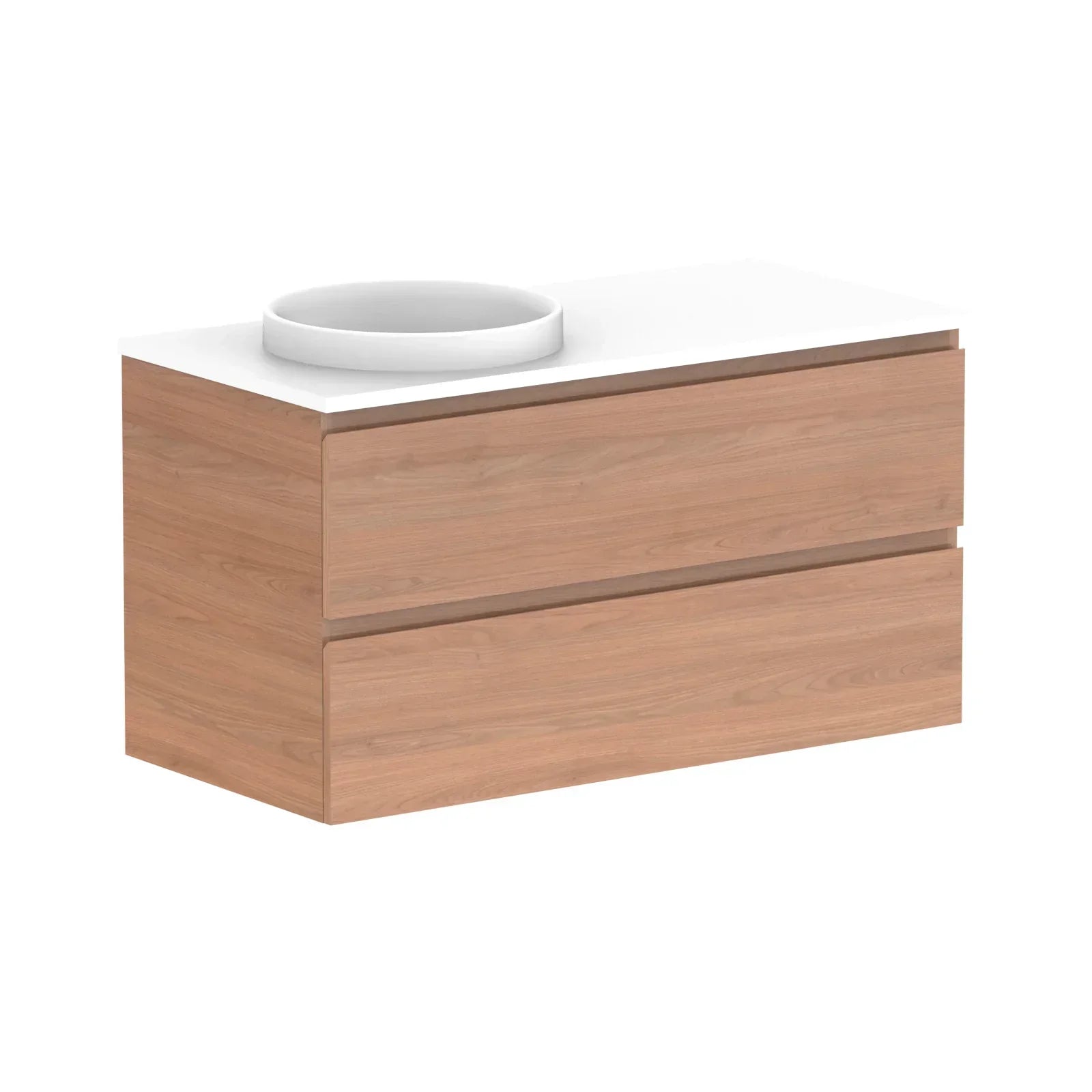 ADP Glacier All Drawer Twin Wall Hung Vanity - 1050mm / Stone Benchtop / Left Hand Bowl