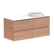 ADP Glacier All Drawer Twin Wall Hung Vanity - 1200mm / Stone Benchtop / Right Hand Bowl