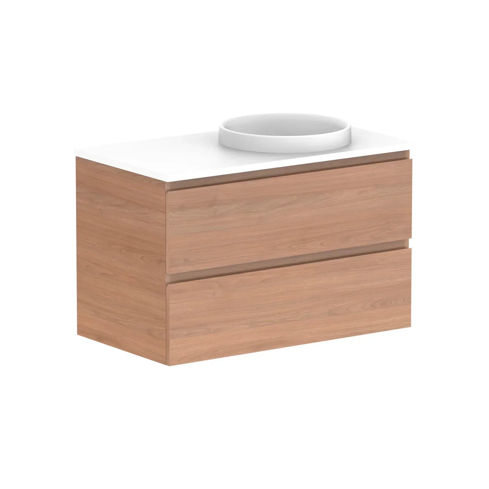 ADP Glacier All Drawer Twin Wall Hung Vanity - 900mm / Stone Benchtop / Right Hand Bowl