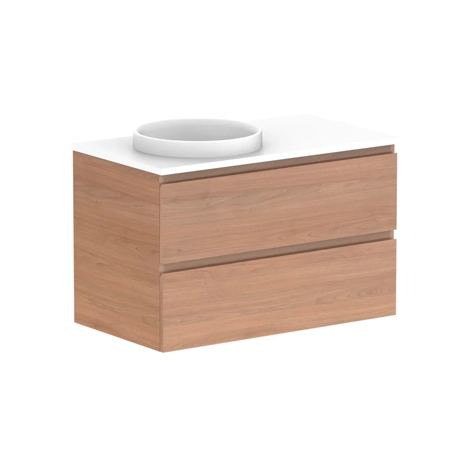ADP Glacier All Drawer Twin Wall Hung Vanity - 900mm / Stone Benchtop / Left Hand Bowl
