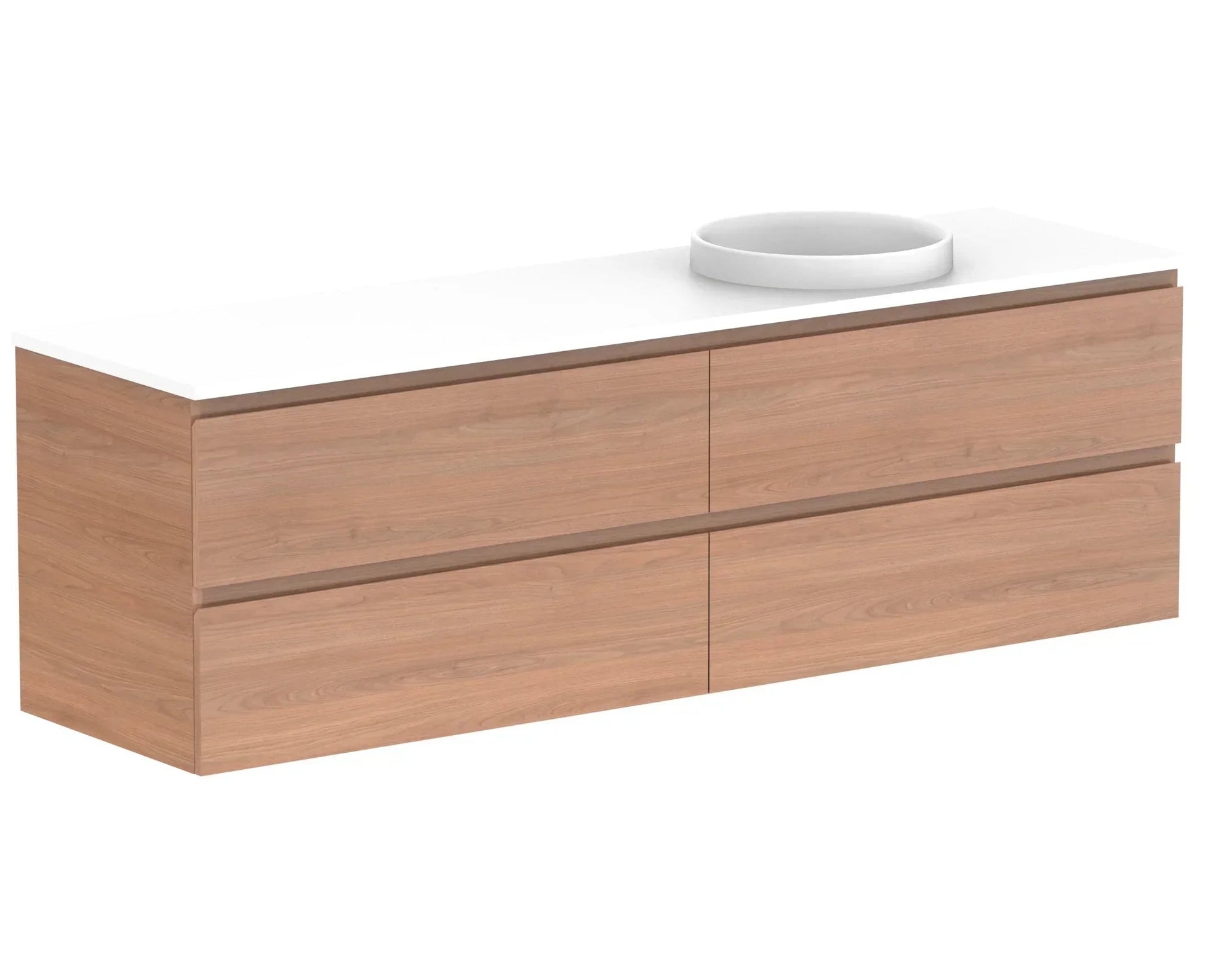 ADP Glacier All Drawer Twin Wall Hung Vanity - 1800mm / Stone Benchtop / Right Hand Bowl