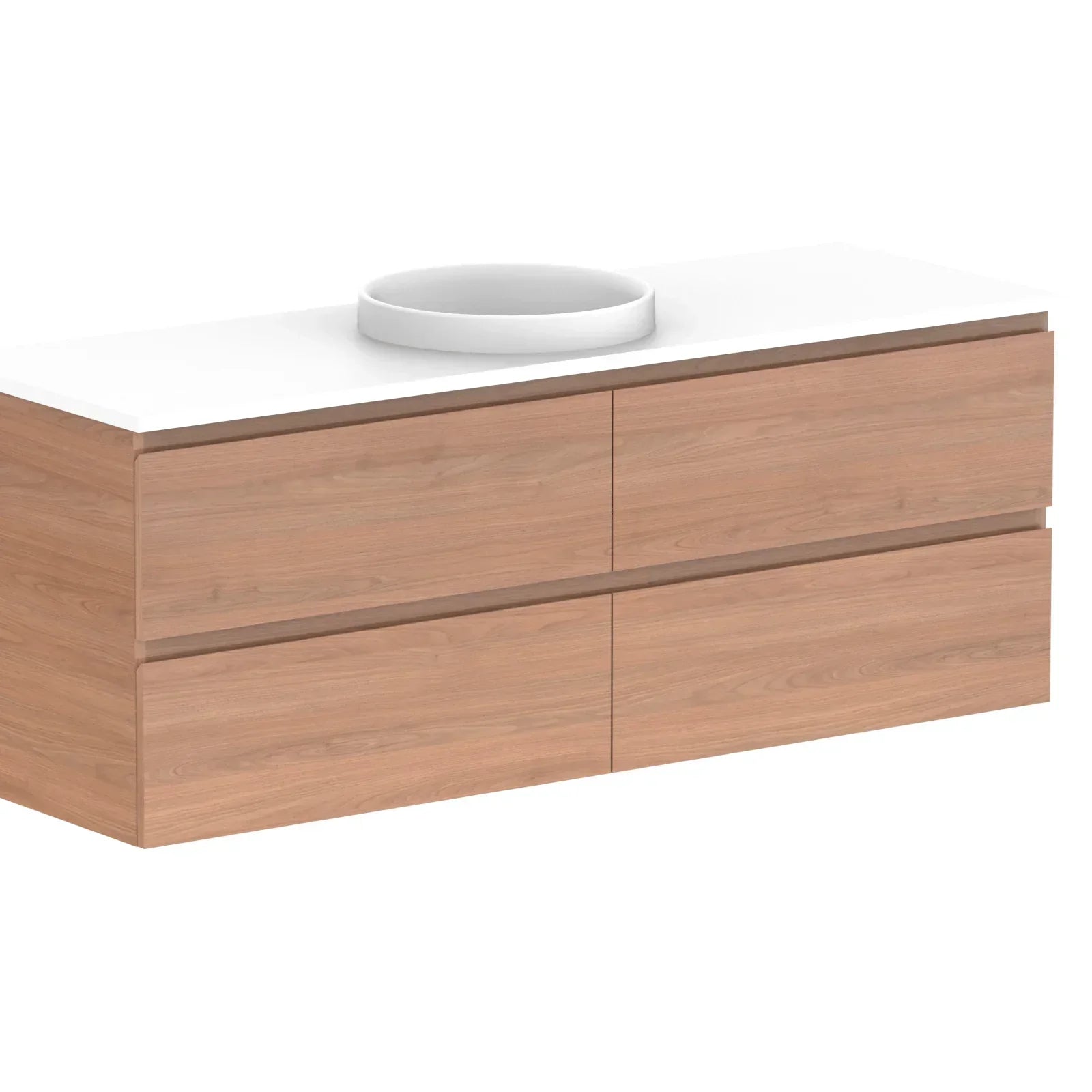 ADP Glacier All Drawer Twin Wall Hung Vanity - 1500mm / Stone Benchtop / Centre Bowl