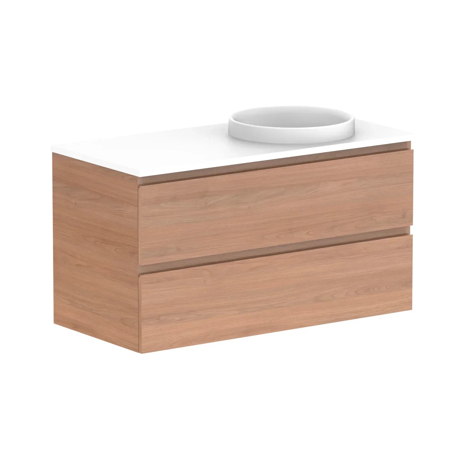 ADP Glacier All Drawer Twin Wall Hung Vanity - 1050mm / Stone Benchtop / Right Hand Bowl