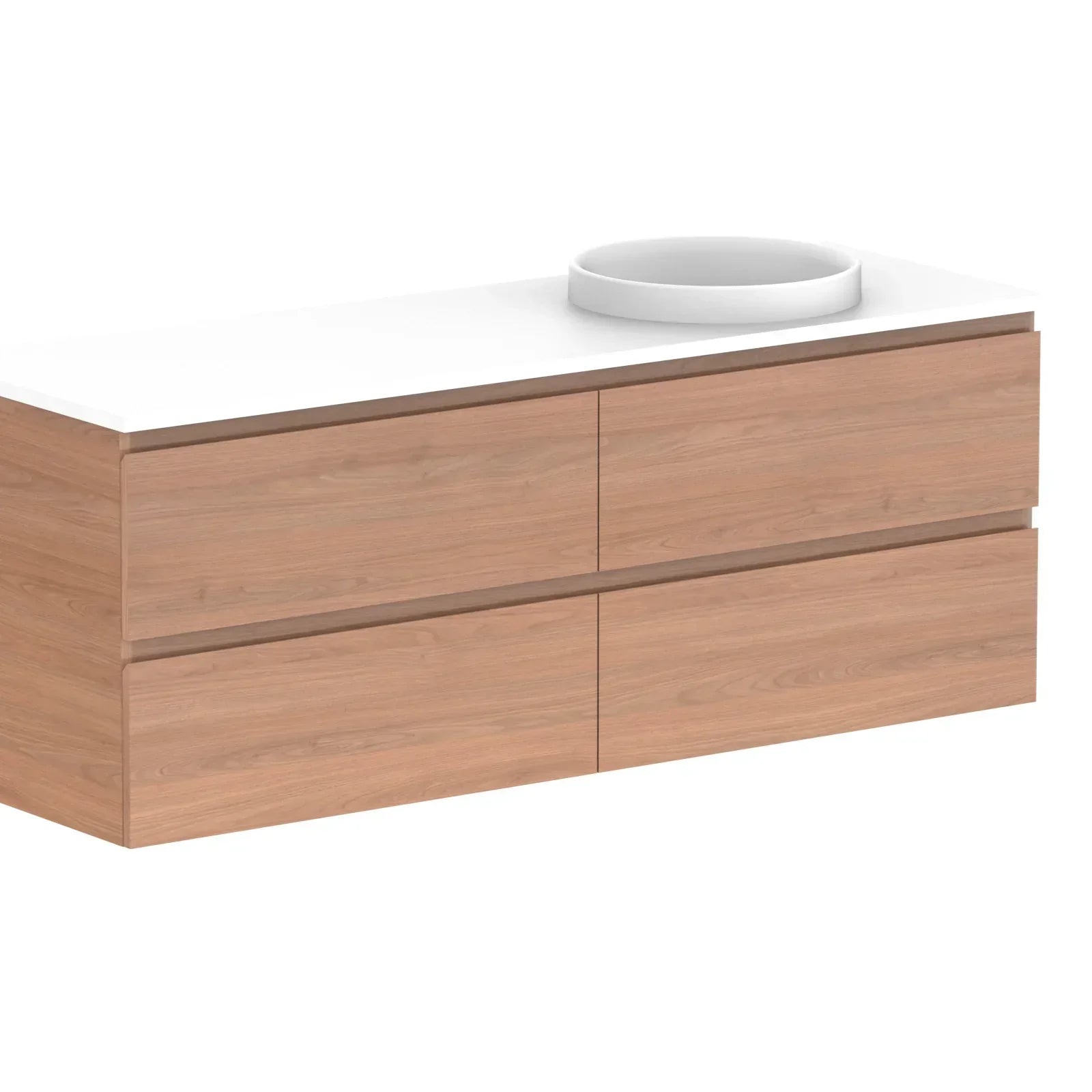 ADP Glacier All Drawer Twin Wall Hung Vanity - 1500mm / Stone Benchtop / Right Hand Bowl