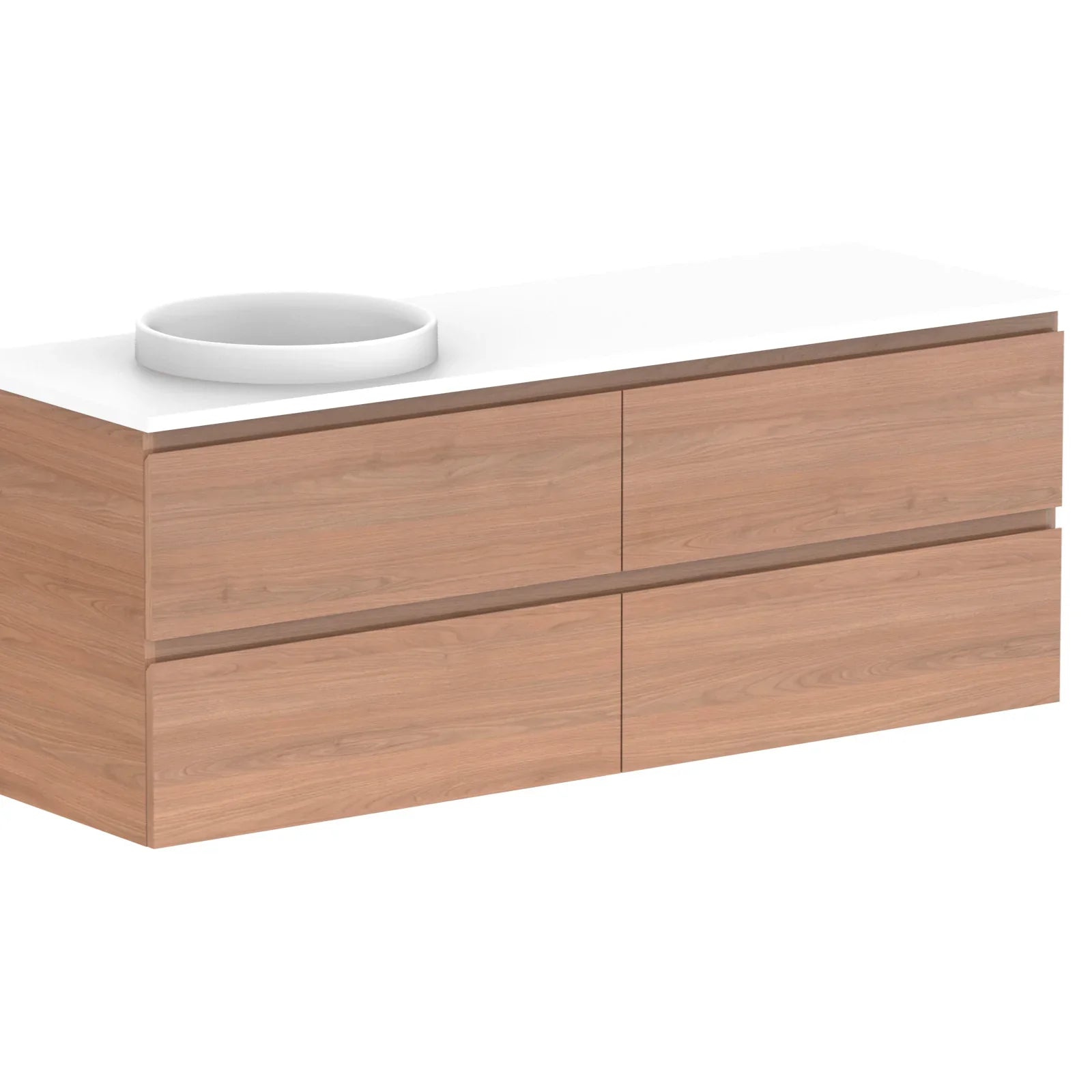 ADP Glacier Benchtop Twin Wall Hung Vanity All Drawer - Ideal Bathroom CentreGLLFAW1500WHLCP1500mmLeft Hand BasinLite Fresh White Interior