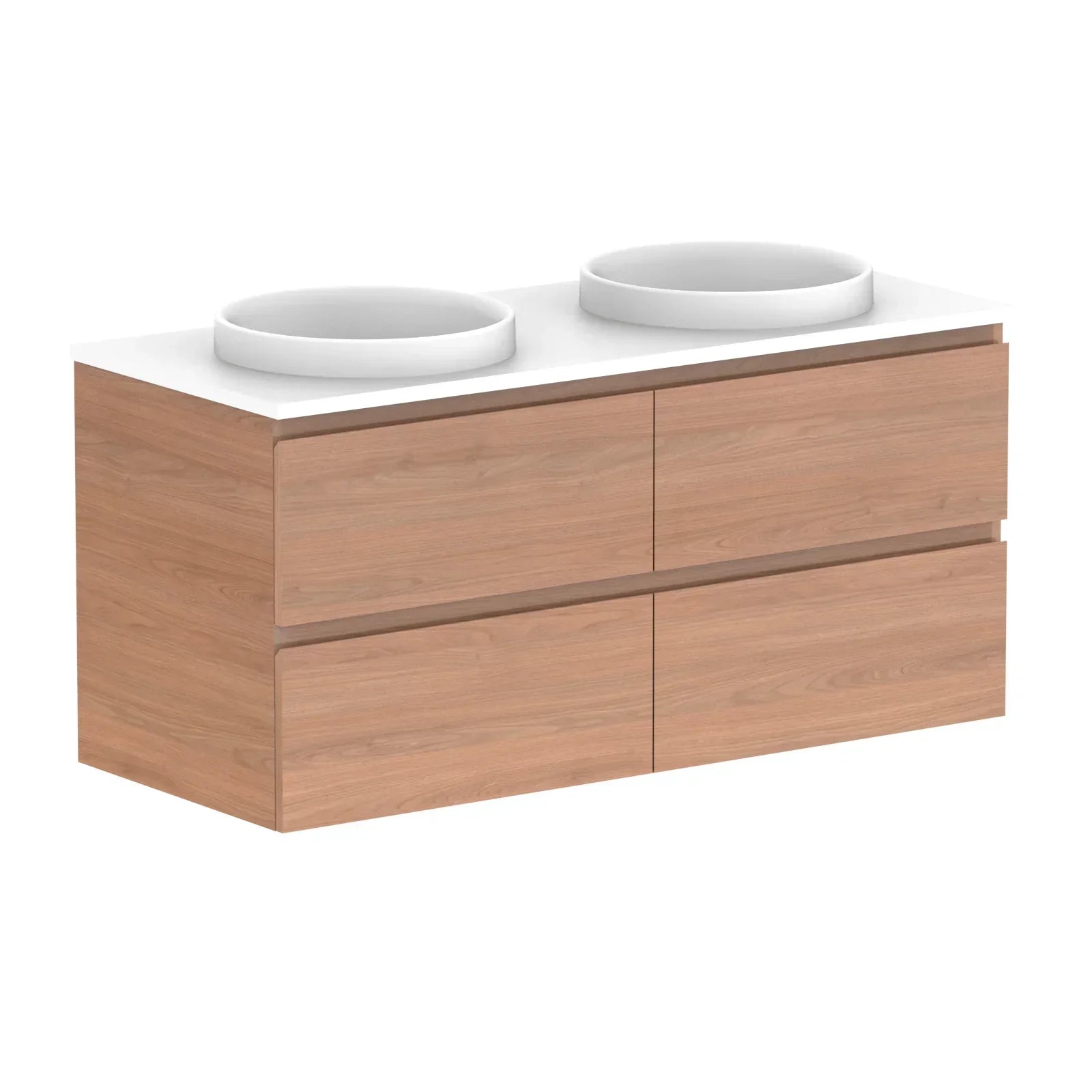 ADP Glacier All Drawer Twin Wall Hung Vanity - 1200mm / Stone Benchtop / Double Bowl