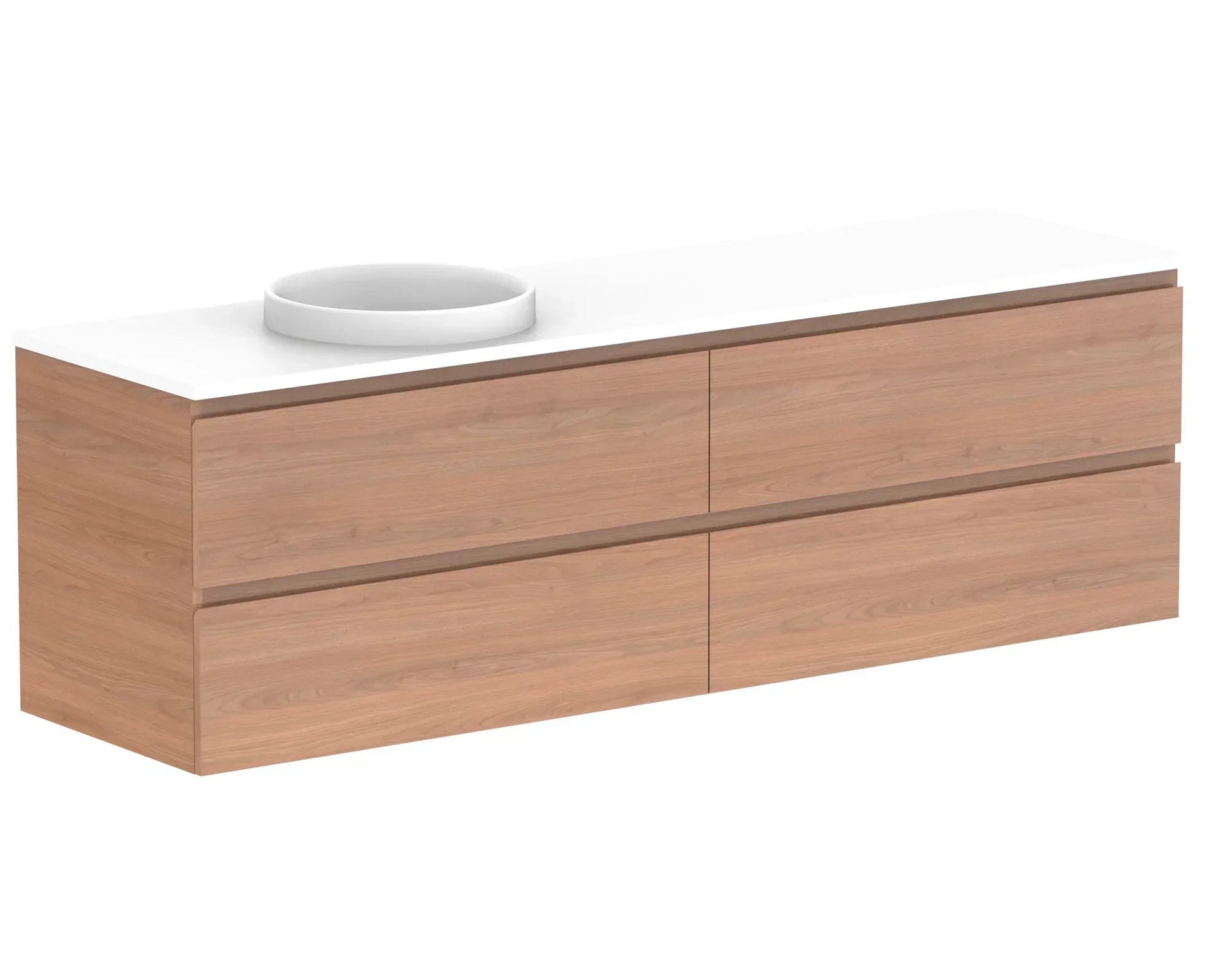 ADP Glacier All Drawer Twin Wall Hung Vanity - 1800mm / Stone Benchtop / Left Hand Bowl