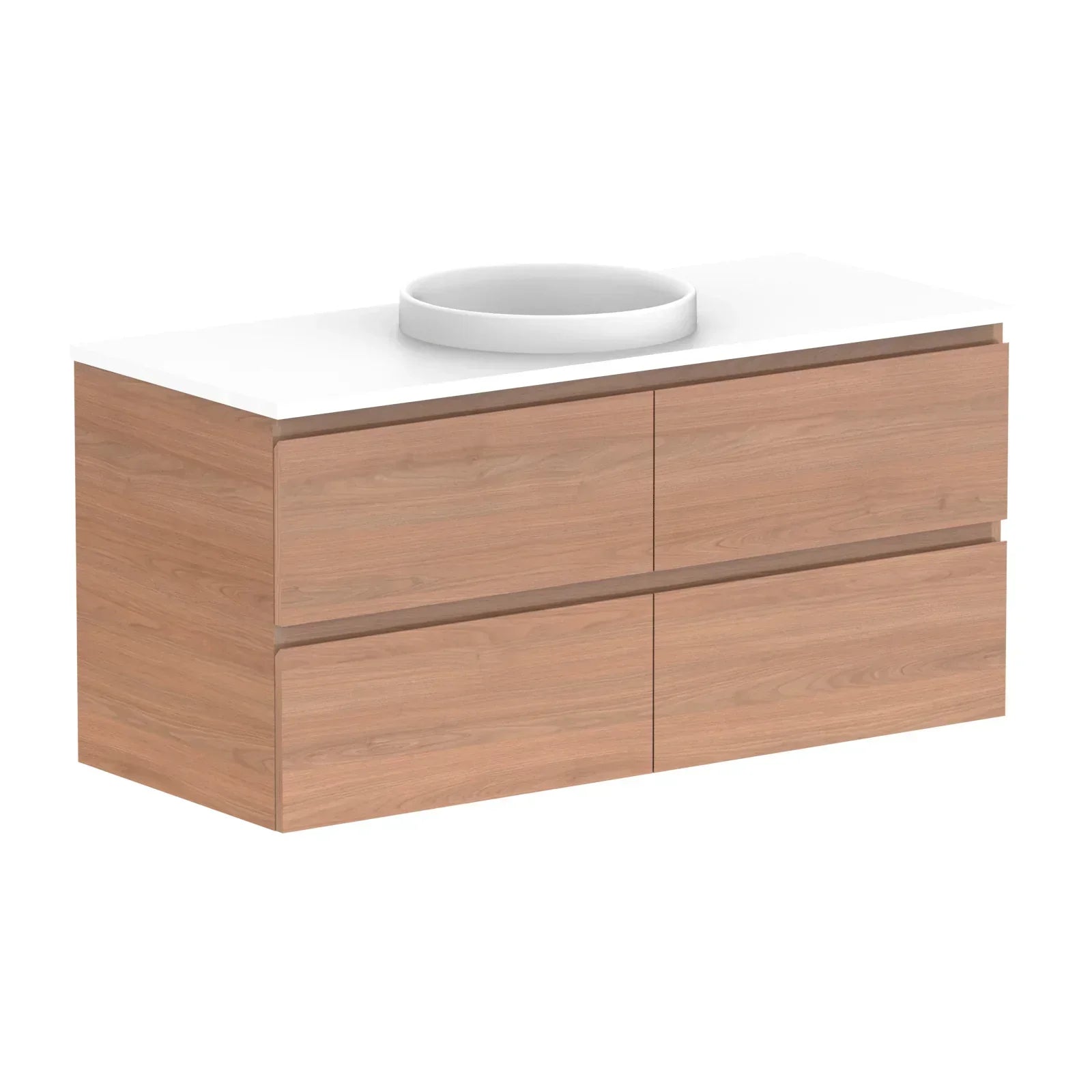 ADP Glacier All Drawer Twin Wall Hung Vanity - 1200mm / Stone Benchtop / Centre Bowl