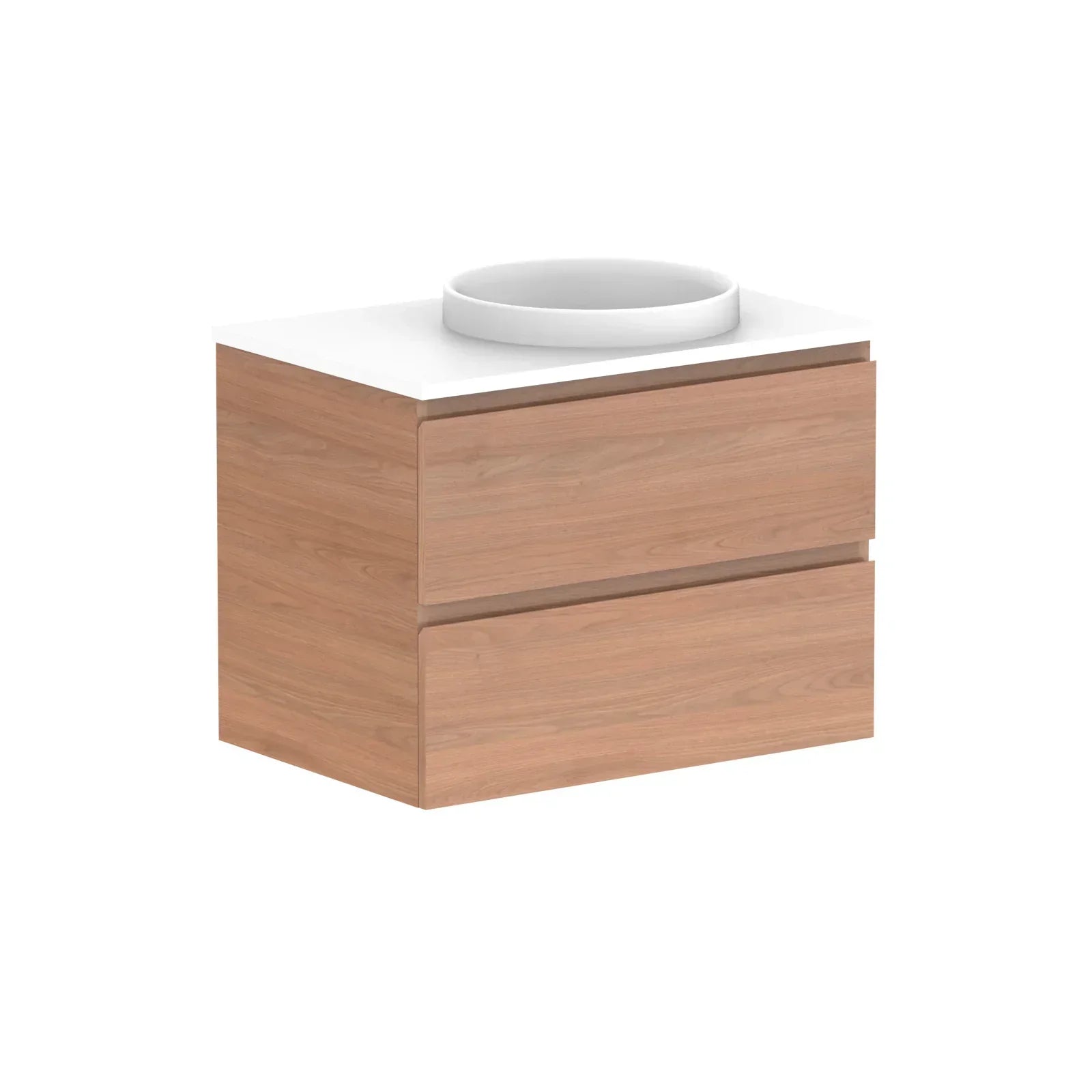 ADP Glacier All Drawer Twin Wall Hung Vanity - 750mm / Stone Benchtop / Right Hand Bowl