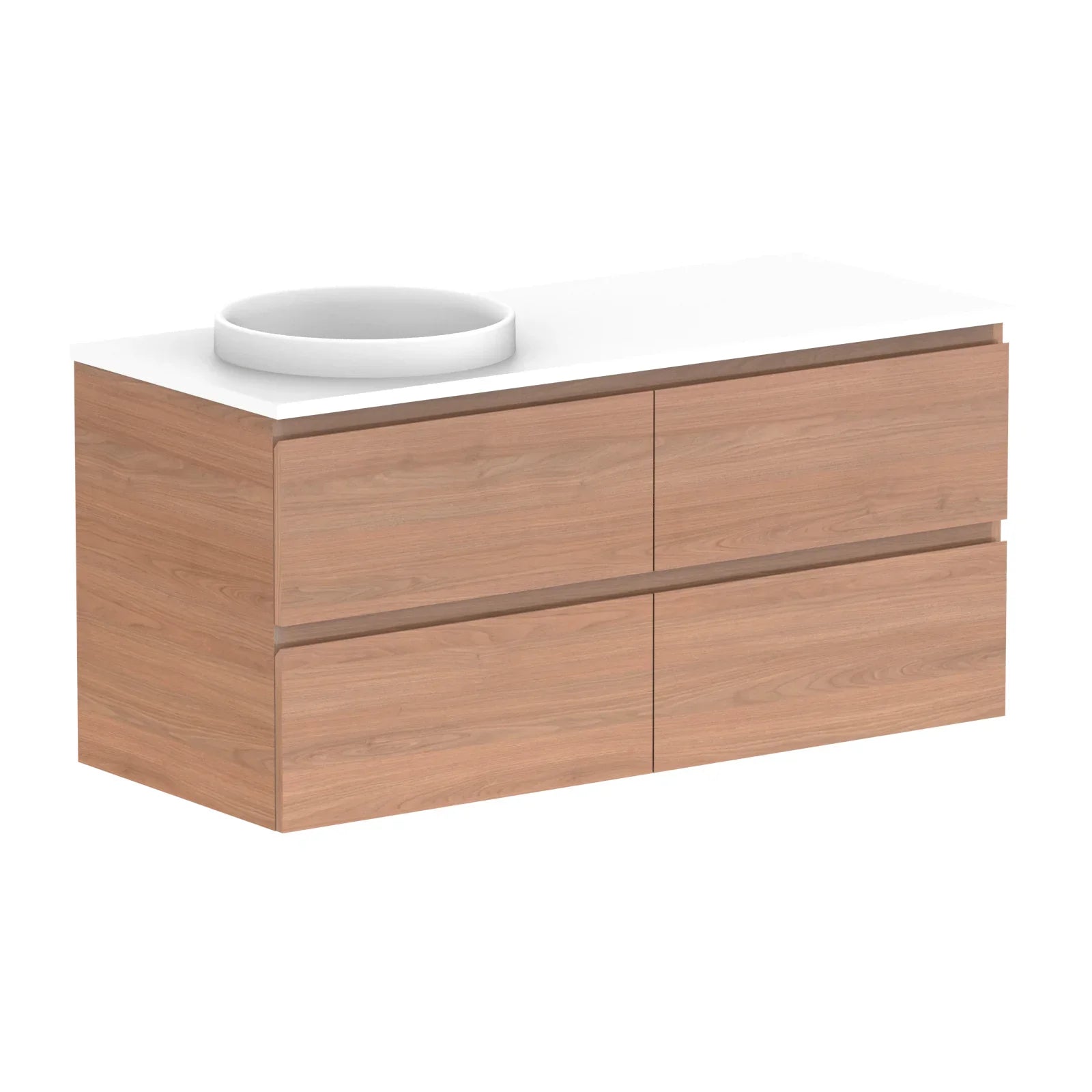 ADP Glacier Benchtop Twin Wall Hung Vanity All Drawer - Ideal Bathroom CentreGLLFAW1200WHLCP1200mmLeft Hand BasinLite Fresh White Interior