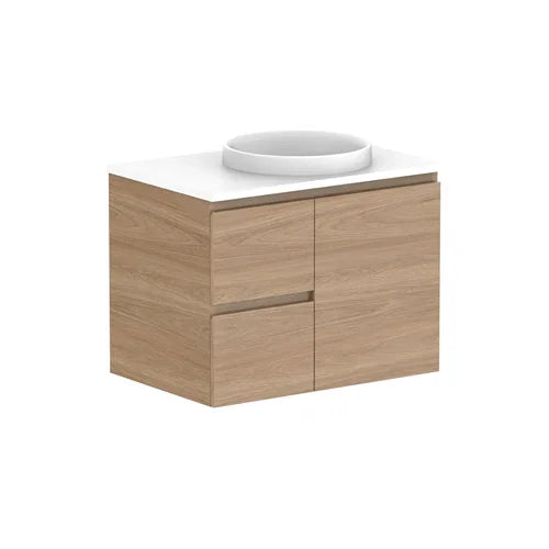 ADP Glacier Benchtop Twin Wall Hung Vanity Door & Drawer - Ideal Bathroom CentreGLLFCW0750WHLCP750mmRight Hand BasinLite Fresh White Interior