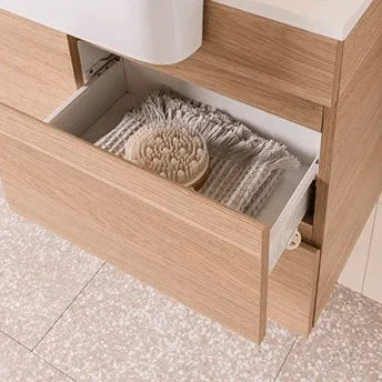 ADP Glacier Benchtop Twin Wall Hung Vanity Door & Drawer - Ideal Bathroom CentreGLLFCW0750WHCCP750mmCentre BasinLite Fresh White Interior