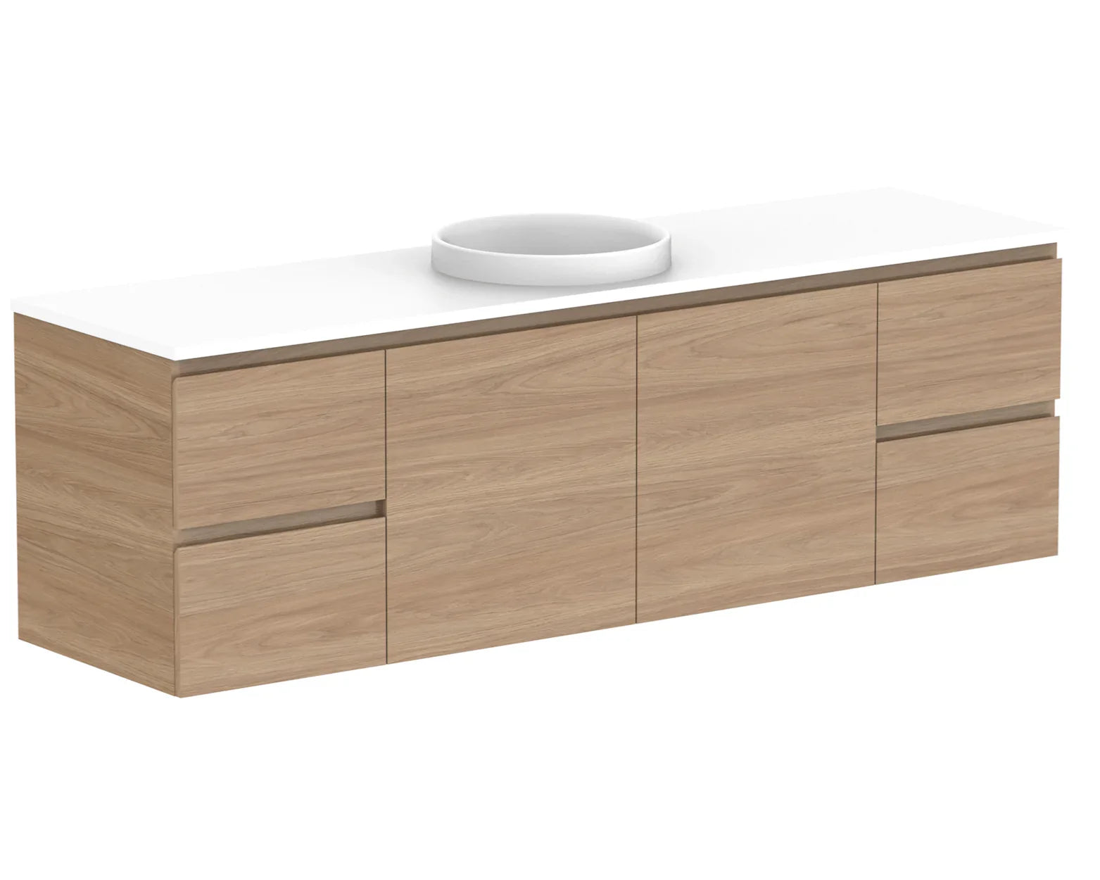 ADP Glacier Benchtop Twin Wall Hung Vanity Door & Drawer - Ideal Bathroom CentreGLLFCW1800WHCCP1800mmCentre BasinLite Fresh White Interior