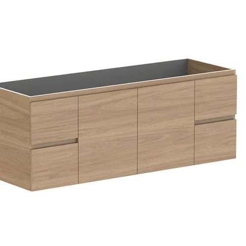 ADP Glacier Benchtop Twin Wall Hung Vanity Door & Drawer - Ideal Bathroom CentreGLLFCW1500WHSNT1500mmCabinet OnlyLite Fresh White Interior