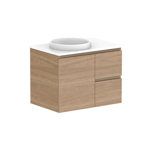 ADP Glacier Benchtop Twin Wall Hung Vanity Door & Drawer - Ideal Bathroom CentreGLLFCW0750WHRCP750mmLeft Hand BasinLite Fresh White Interior