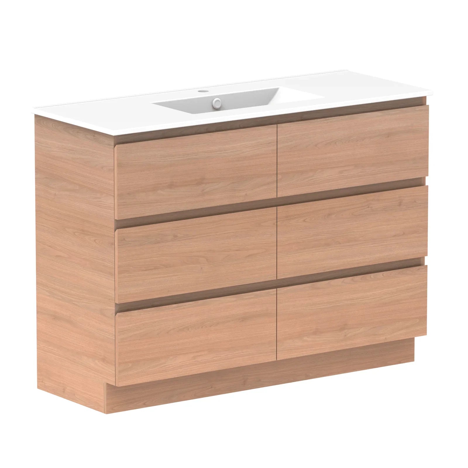 ADP Glacier Ceramic Freestanding Vanity All Drawers - Ideal Bathroom CentreGLLFAW1200WKCCE1200mmCentre BasinLite Fresh White Interior