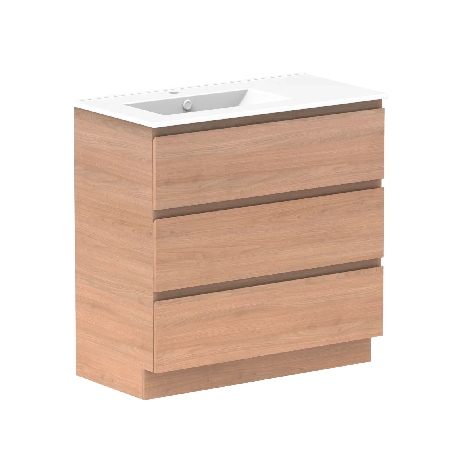 ADP Glacier Ceramic Freestanding Vanity All Drawers - Ideal Bathroom CentreGLLFAW0900WKLCE900mmLeft Hand BasinLite Fresh White Interior