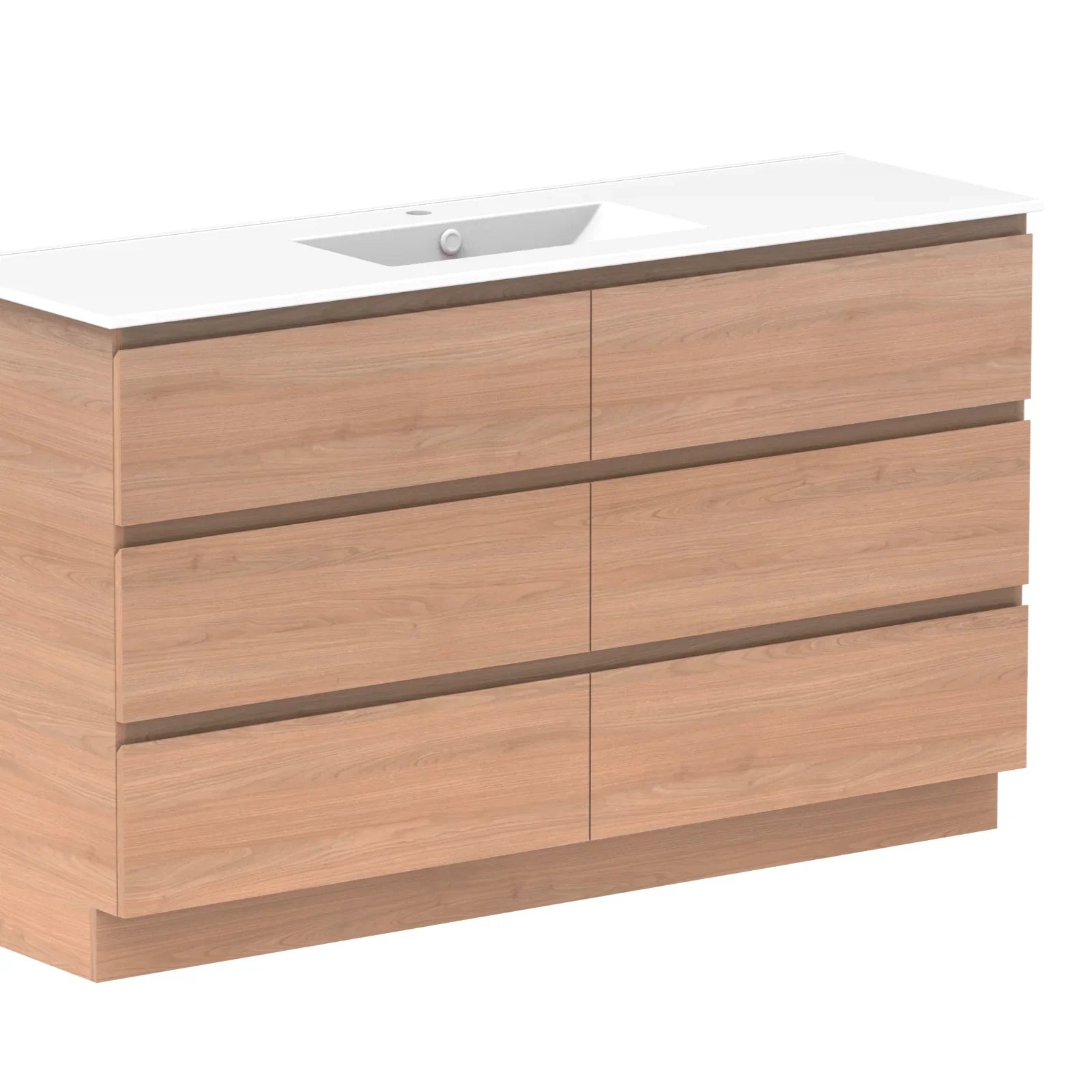 ADP Glacier Ceramic Freestanding Vanity All Drawers - Ideal Bathroom CentreGLLFAW1500WKCCE1500mmCentre BasinLite Fresh White Interior