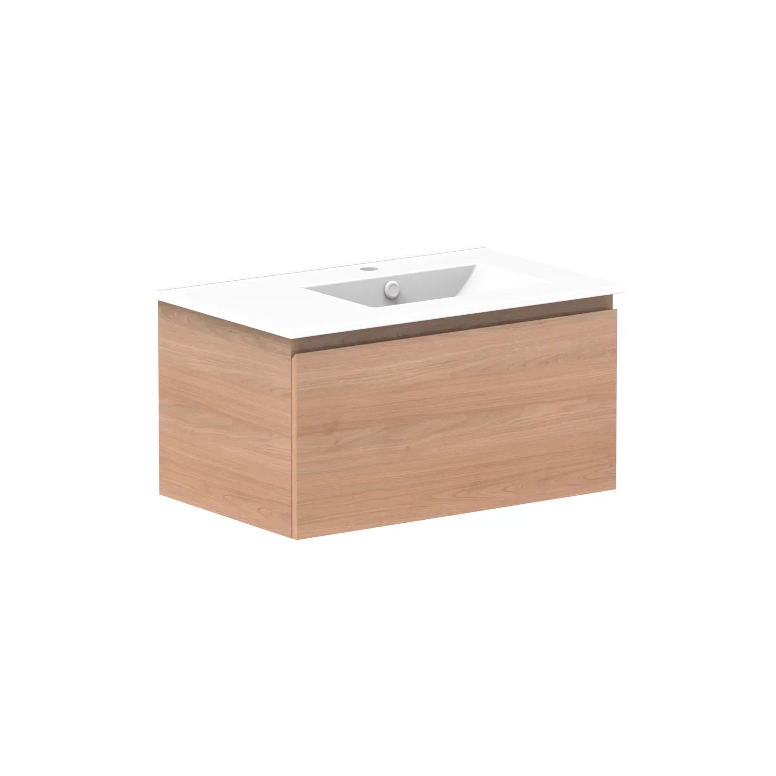 ADP Glacier All Drawer Slim Wall Hung Vanity - 750mm / Ceramic Moulded Top / Right Hand Bowl