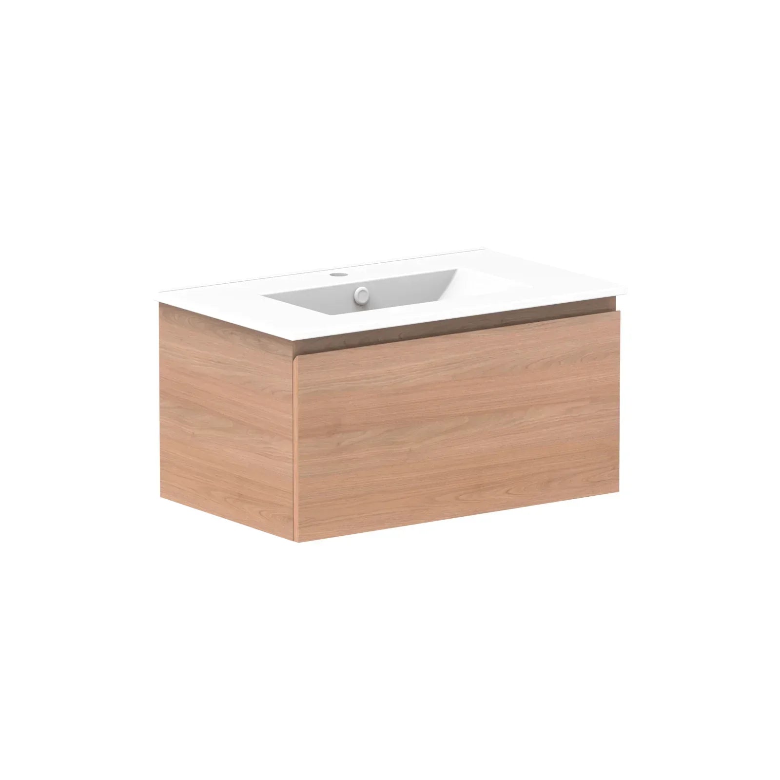 ADP Glacier All Drawer Slim Wall Hung Vanity - 750mm / Ceramic Moulded Top / Centre Bowl