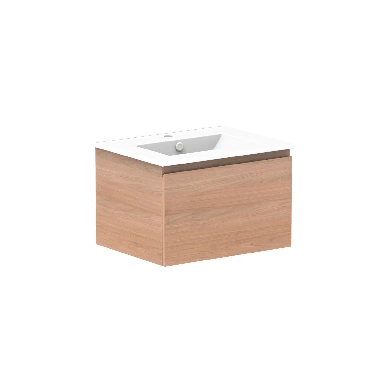ADP Glacier All Drawer Slim Wall Hung Vanity - 600mm / Ceramic Moulded Top / Centre Bowl