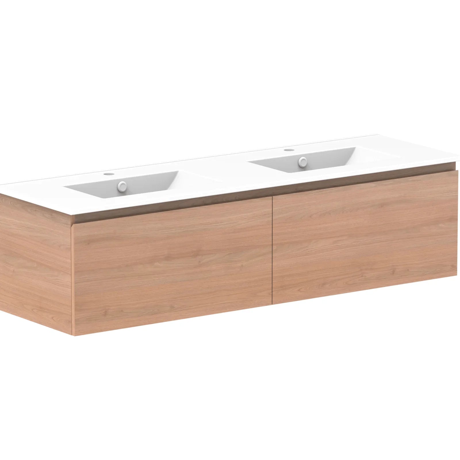 ADP Glacier Ceramic Slim Wall Hung Vanity All Drawers - Ideal Bathroom CentreGLLFAS1500WHDCE1500mmDouble Bowl BasinLite Fresh White Interior