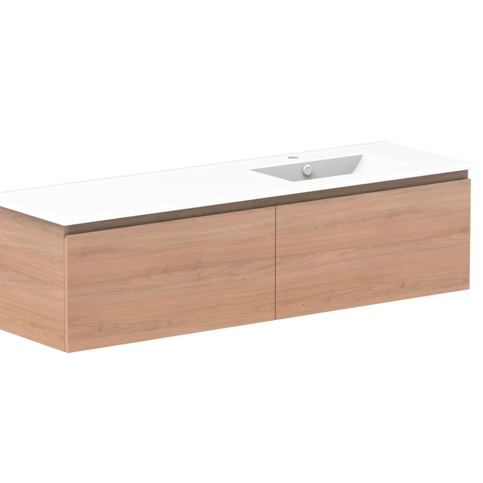 ADP Glacier Ceramic Slim Wall Hung Vanity All Drawers - Ideal Bathroom CentreGLLFAS1500WHDCE1500mmDouble Bowl BasinLite Fresh White Interior