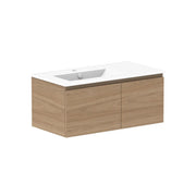 ADP Glacier Door and Drawer Slim Wall Hung Vanity - 900mm / Ceramic Moulded Top / Left Hand Bowl