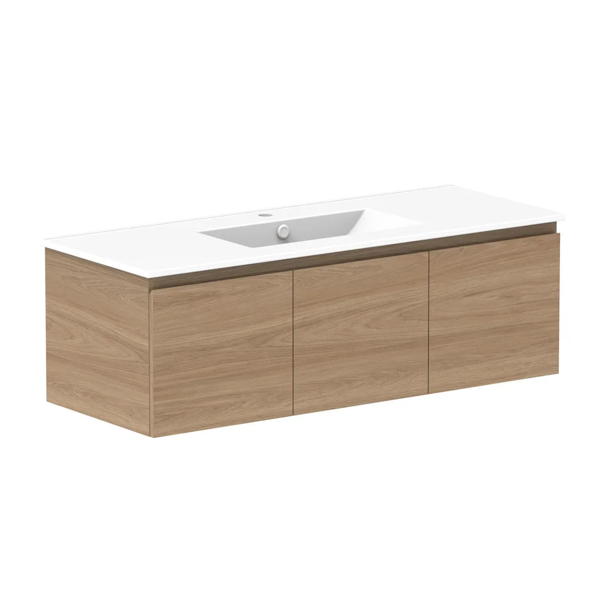 ADP Glacier Door and Drawer Slim Wall Hung Vanity - 1200mm / Ceramic Moulded Top / Centre Bowl