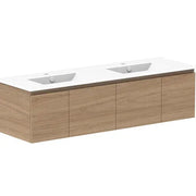 ADP Glacier Door and Drawer Slim Wall Hung Vanity - 1500mm / Ceramic Moulded Top / Double Bowl